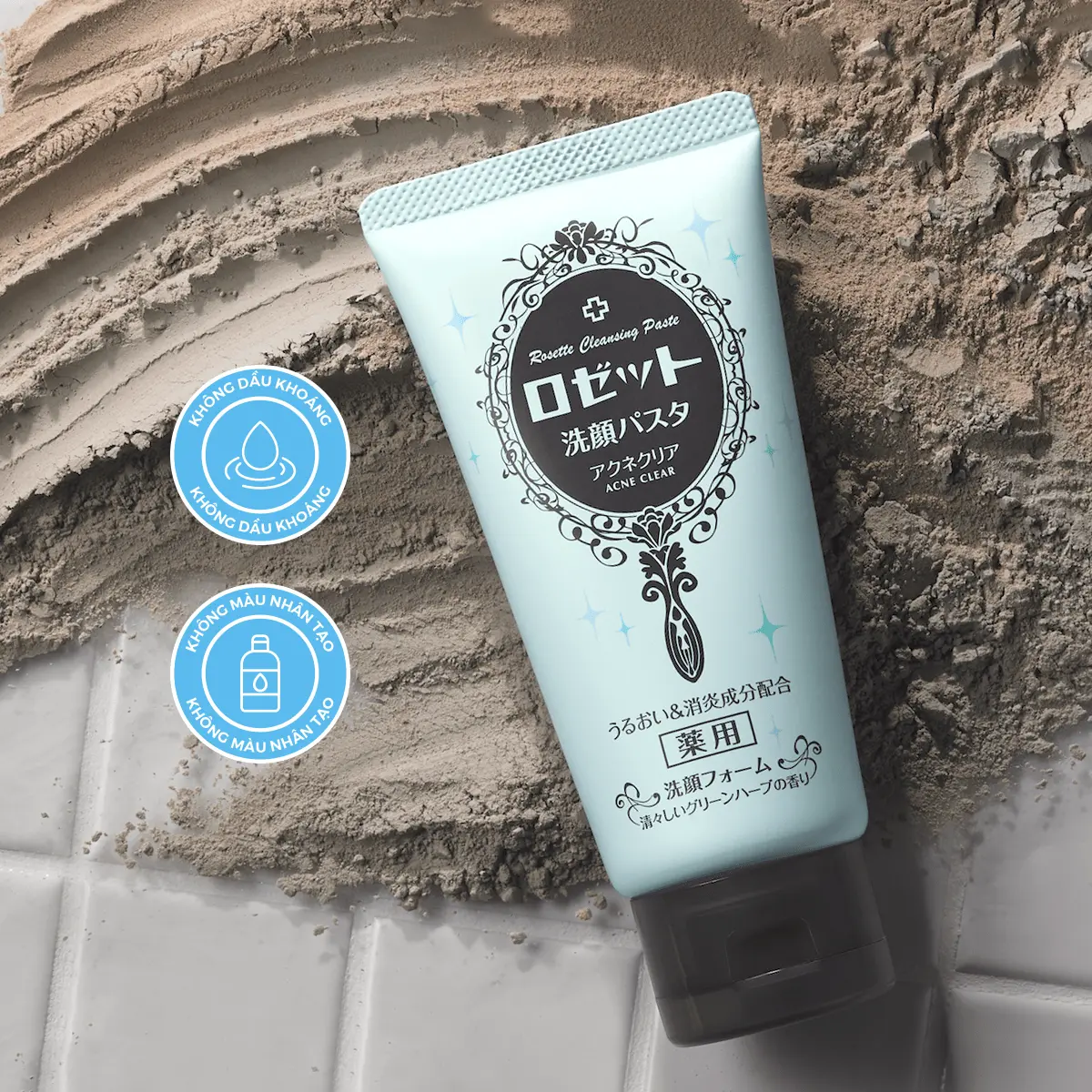 Sữa Rửa Mặt Làm Giảm Mụn Rosette Face Wash Pasta Acne Clear 120G