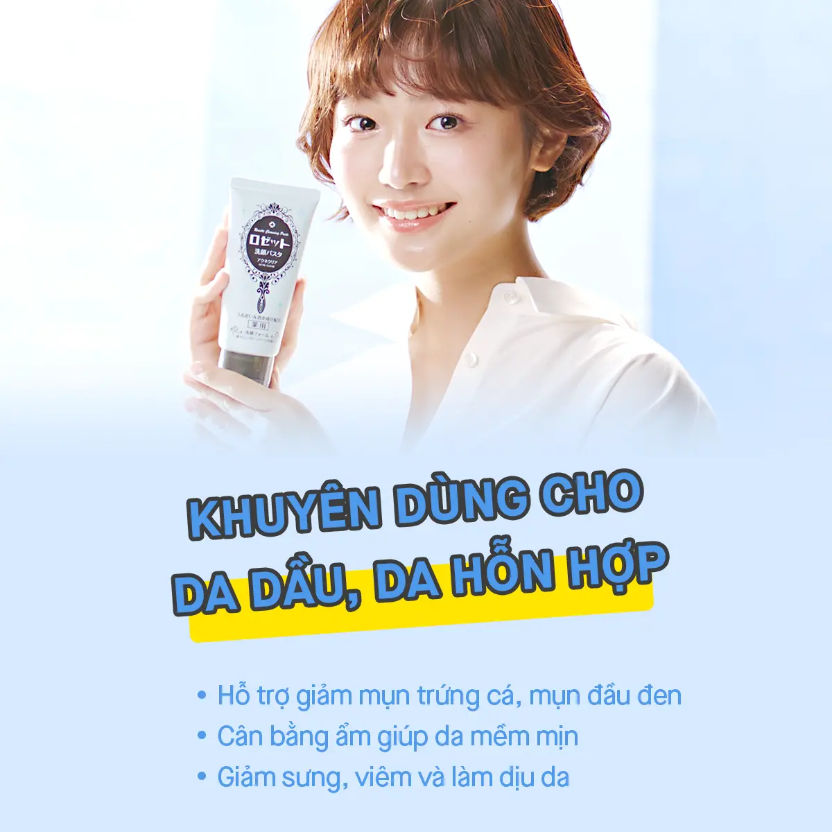 Sữa Rửa Mặt Làm Giảm Mụn Rosette Face Wash Pasta Acne Clear 120G